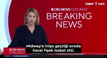 Chicago&rsquo;da nişe ge&ccedil;en yolcu u&ccedil;ağına havai fişek &ccedil;arptı