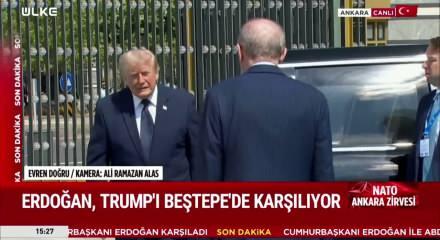 ABD başkanı Trump'ı Cumhurbaşkanı Erdoğan askeri t&ouml;renle karşıladı
