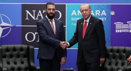 Cumhurbaşkanı Erdoğan, Şara ile g&ouml;r&uuml;şt&uuml;