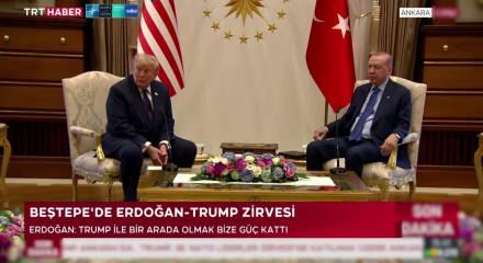Tarihi zirvede Cumhurbaşkanı Erdoğan NATO'ya katılan Trump'a teşekk&uuml;r etti