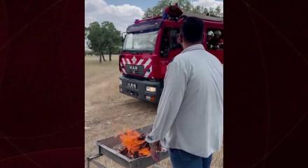 Uşak itfaiyesi'nden mangalcılara g&ouml;zdağı!