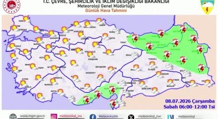 Meteoroloji son hava durumu haritasını paylaştı: 3 ilde sağanak alarmı