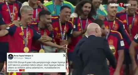 Cumhurbaşkanı Erdoğan'dan İspanya'ya tebrik mesajı