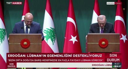 Cumhurbaşkanı Erdoğan, L&uuml;bnanlı mevkidaşı ile ortak a&ccedil;ıklama yaptı