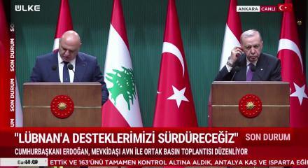 Cumhurbaşkanı Erdoğan, L&uuml;bnanlı mevkidaşı ile ortak a&ccedil;ıklama yaptı