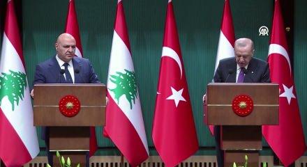 Cumhurbaşkanı Erdoğan, L&uuml;bnanlı mevkidaşı ile ortak a&ccedil;ıklama yaptı