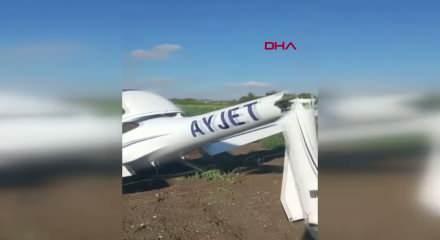 &Ccedil;atalca'da eğitim u&ccedil;uşunda sert iniş yapan u&ccedil;akta hasar oluştu