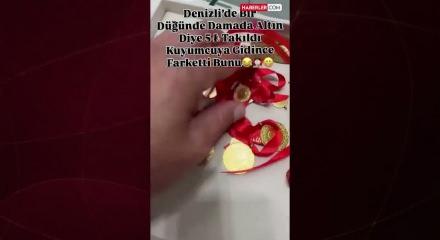 D&uuml;ğ&uuml;nde altın yerine 5 lira takıldı
