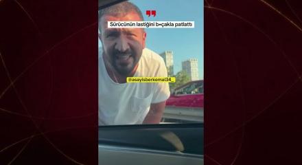 Yol vermedi diye aracın lastiğini kesti: Trafik magandası kamerada
