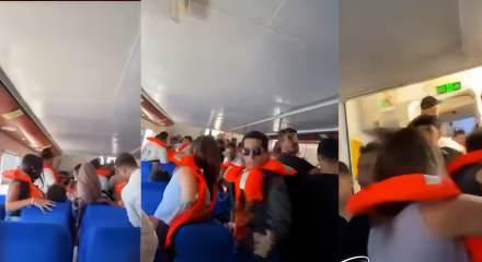 Girne a&ccedil;ıklarından batan gemideki panik anları kamerada