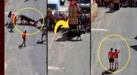 İspanya'da kızgın boğanın saldırısı genci nakavt etti