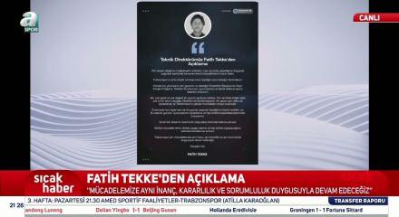 Fatih Tekke&rsquo;den istifa kararının ardından ilk a&ccedil;ıklama: "Şimdi &ouml;n&uuml;m&uuml;ze bakma zamanı"