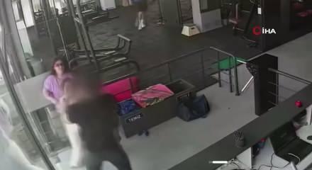  Spor salonunda kadına şiddet kamerada