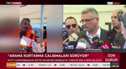 KKTC Cumhurbaşkanı Erh&uuml;rman "Enkaza robotik dalış yapılacak" dedi
