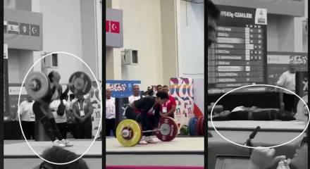 Mısırlı halterci Nora Essam Helmy Akdeniz Oyunları'nda podyumda bayıldı