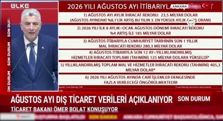 Ticaret Bakanı &Ouml;mer Bolat, Ağustos ayında ihracatta rekoru kırıldı dedi