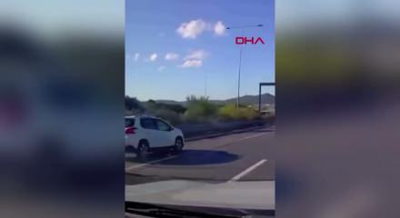 &Ccedil;ekmek&ouml;y'de otomobilin yol işaretleme aracına &ccedil;arptığı kaza kamerada