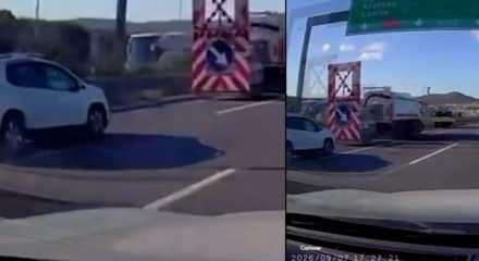 &Ccedil;ekmek&ouml;y'de otomobilin yol işaretleme aracına &ccedil;arptığı kaza kamerada