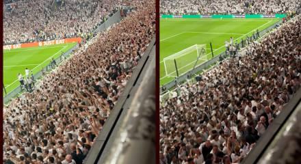 Beşiktaş taraftarından Marsilya Ma&ccedil;ında G&ouml;rkemli Trib&uuml;n Şovu