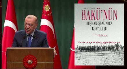 Cumhurbaşkanı Erdoğan: Bak&uuml;'n&uuml;n kurtuluş yıl d&ouml;n&uuml;m&uuml;n&uuml; tebrik ediyorum