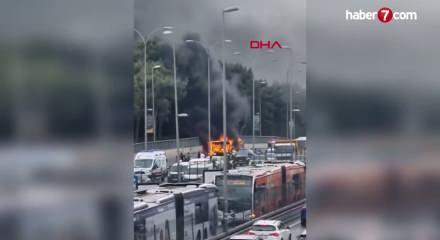 İETT otob&uuml;s&uuml; alev alev yandı!