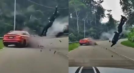 S&uuml;ratli motosikletli karşı şeride ge&ccedil;ince feci kazaya neden oldu