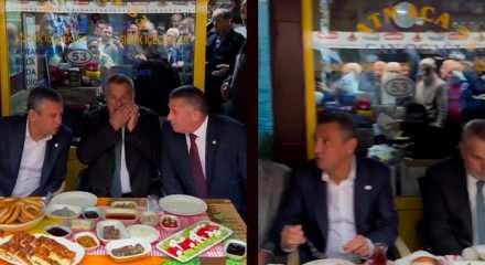 &Ouml;zg&uuml;r &Ouml;zel'in kahvaltısı Tepkilere neden oldu!  Vatandaş Yağmur Altında İzledi