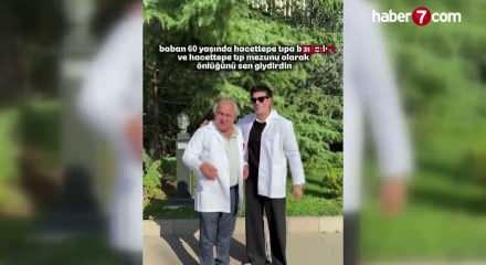 Ankara'da 60 yaşındaki tıp &ouml;ğrencisine &ouml;nl&uuml;ğ&uuml;n&uuml; oğlu giydirdi