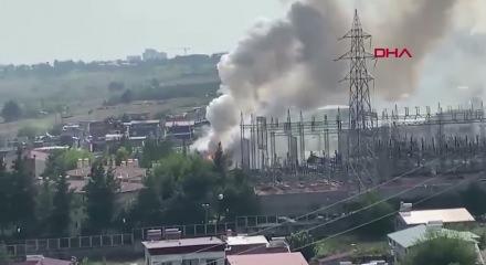 Diyarbakır&rsquo;da ana trafo merkezinde &ccedil;ıkan yangın kameralara yansıdı