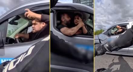  Hatalı s&uuml;r&uuml;c&uuml;den motosikletliye şoke eden tepki