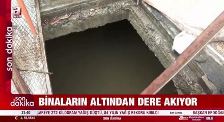 İstanbul&rsquo;da şoke eden g&ouml;r&uuml;nt&uuml;ler: Evlerin altından dere akıyor!