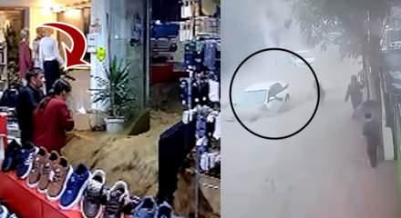 Sarıyer'de selin ortasında kalan vatandaşların kurtarılma anları ortaya &ccedil;ıktı