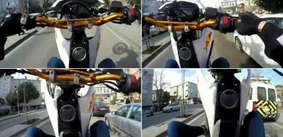 &Uuml;sk&uuml;dar&rsquo;da motosikletlinin &lsquo;tek teker ter&ouml;r&uuml;&rsquo; kamerada