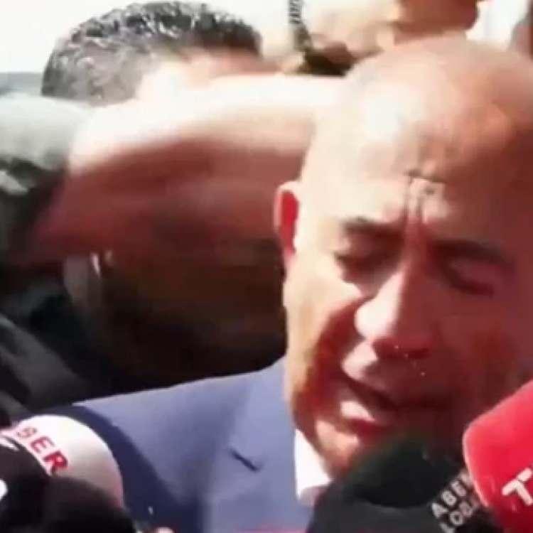 GÜRSEL TEKİN'E SU ŞİSESİ ATILDI