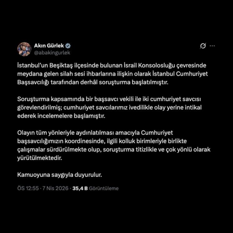 BAKAN G&Uuml;RLEK'TEN A&Ccedil;IKLAMA: SORUŞTURMA BAŞLATILDI