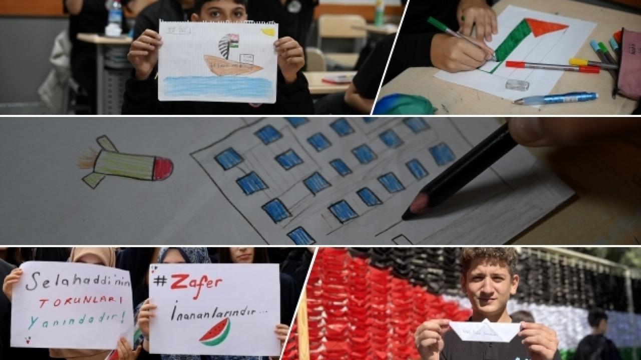 Bütün okullardan Filistin’e bin selam! Öğrencilerden duygulandıran 7 Ekim etkinlikleri