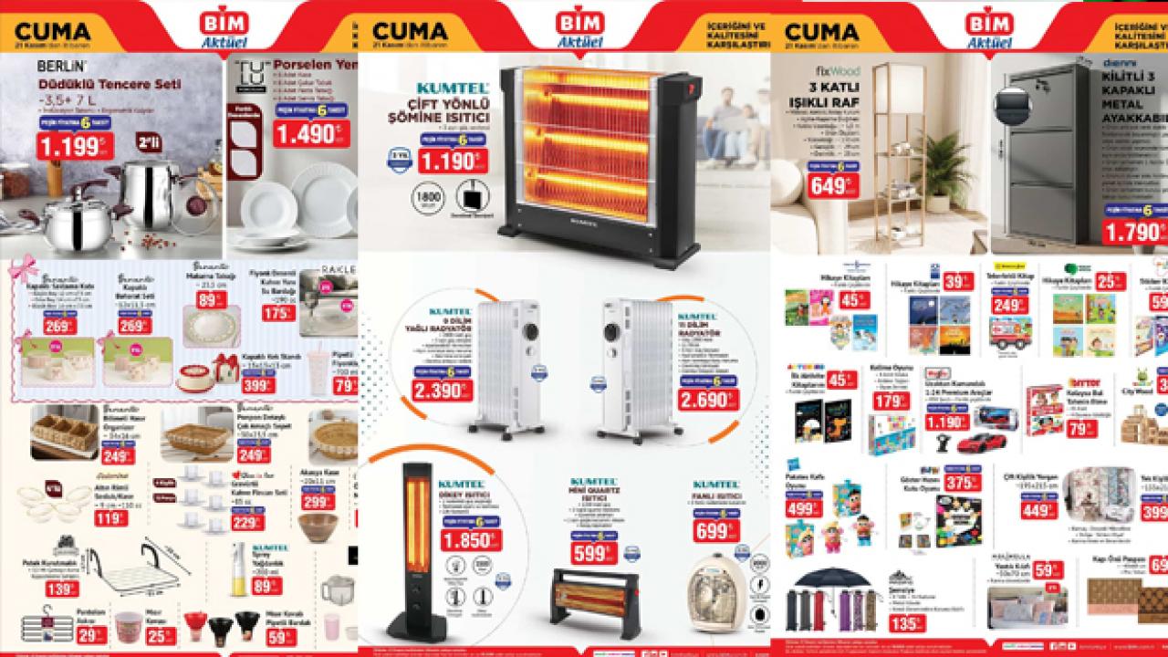 BİM 21-25 Kasım Aktüel Ürünler Kataloğu: Şömine Isıtıcı, 11 Dilim Radyatör, Metal Ayakkabılık...