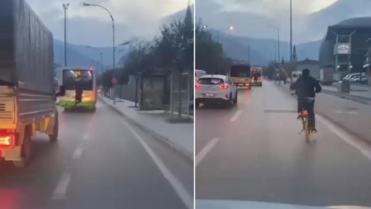 Bursa trafiğinde yürekleri ağıza getiren anlar: Peş peşe 2 tehlikeli yolculuk