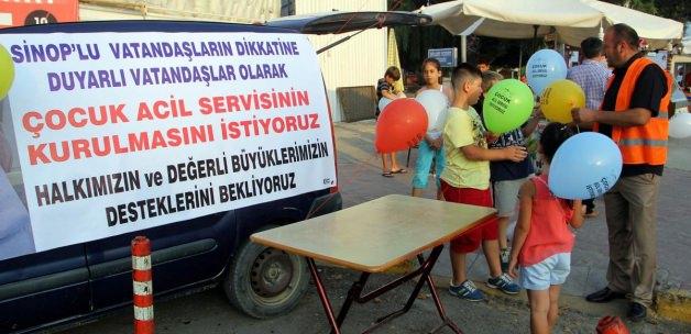 Sinop Devlet Hastanesine acil servis kurulması için balonlu kampanya