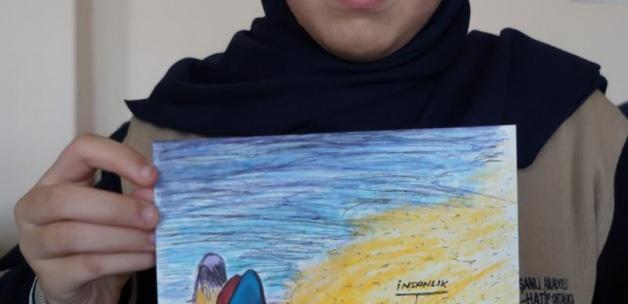 Ödüllü çocuk karikatürist, Suriyeli Aylan'ı çizdi