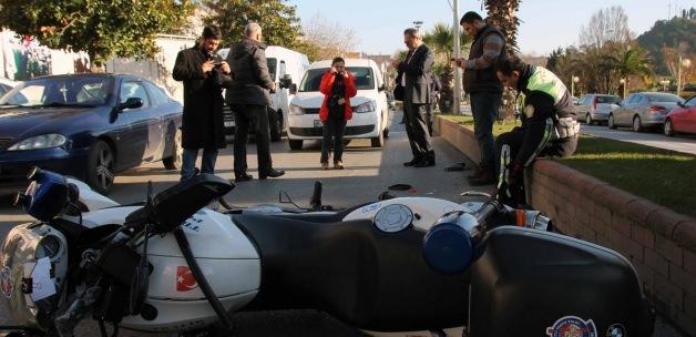 Motosikletli polis timi kaza yaptı: 1 yaralı