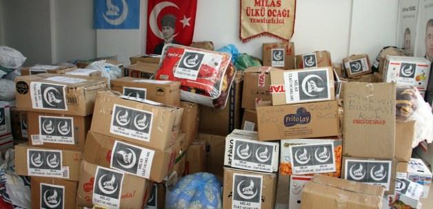 Bayırbucak Türkmenlerine Milas'tan yardım malzemesi gönderildi