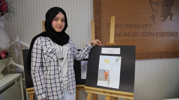 Karikatür yarışmasında dereceye giren öğrenciler ödüllendirildi