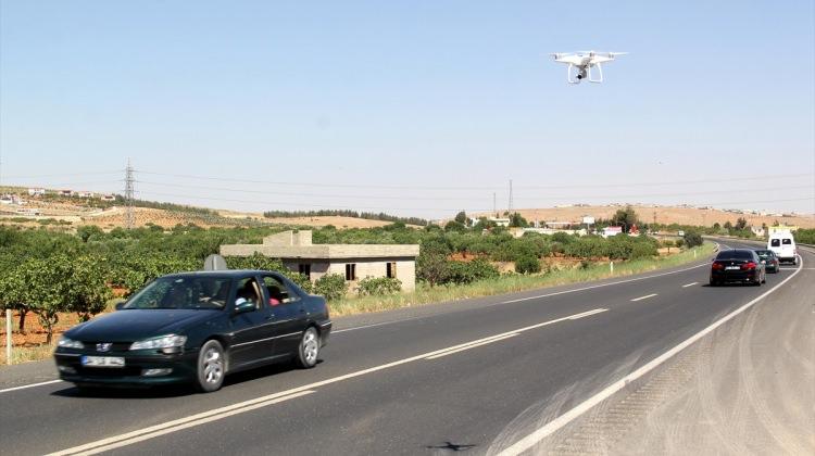Gaziantep'te hatalı sollamaya "drone"lu tespit