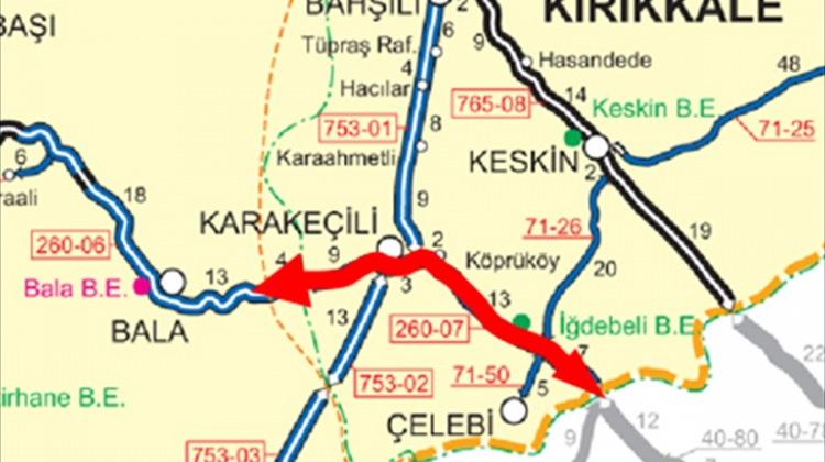 Kırşehir-Ankara karayolundaki çalışmalar