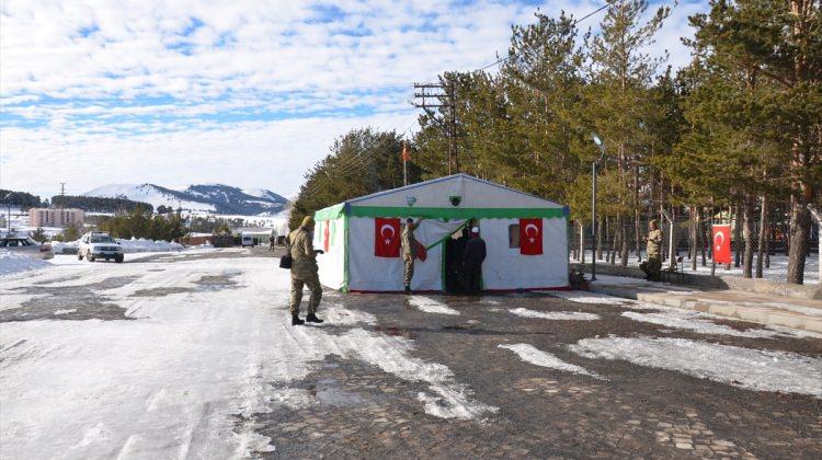 Sarıkamış'ta şehit asker için taziye çadırı kuruldu