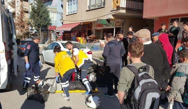 Motosikletten düşen sürücü yaralandı
