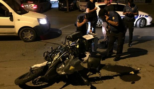 Gece bekçisi motosikletiyle kaza yaptı