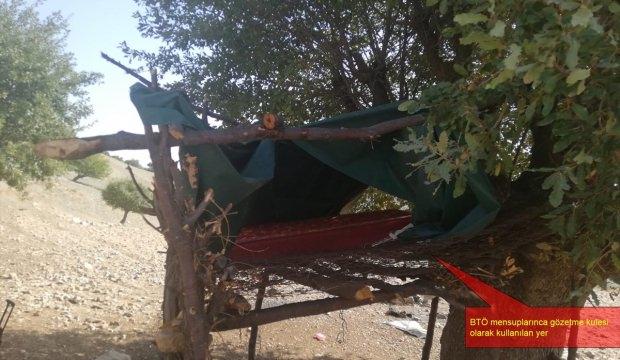 PKK'lı teröristler ağaçta brandayla gözetleme kulesi yapmış