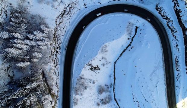 Tarihi İpek Yolu'ndaki Zigana Dağı'nda kış güzelliği